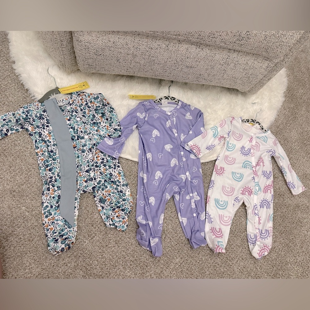 SHEIN Baby Girl Footie Sleepers 3-6 months